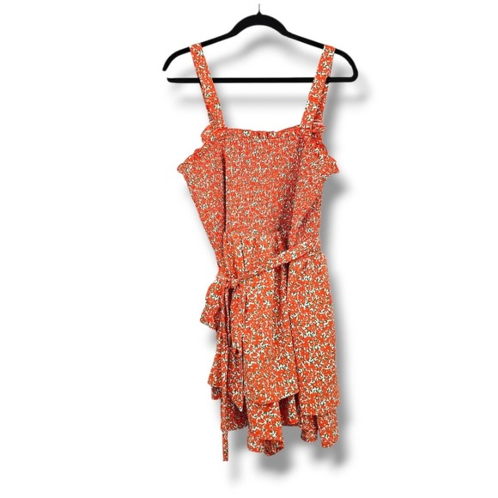 Cato Floral Print Romper Smocked Ruffle Sleeveless Casual Sundress 18/20W